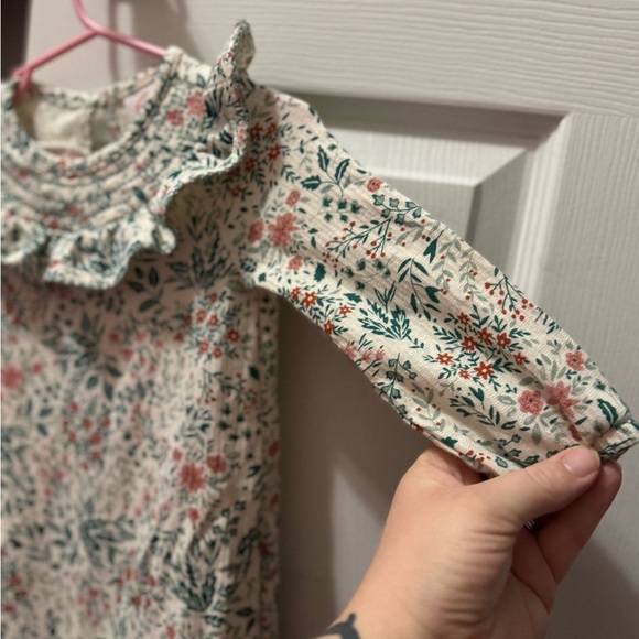 Wonder Nation Floral Fall Baby Romper with Ruffle Collar - Picture 3 of 7